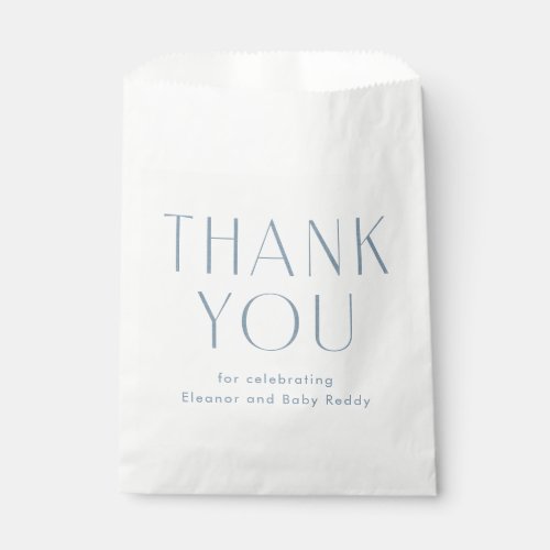 Baby shower thank you chambray blue favor bag