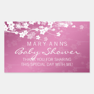 Baby Shower Thank you Cherry Blossom Pink Rectangular Sticker