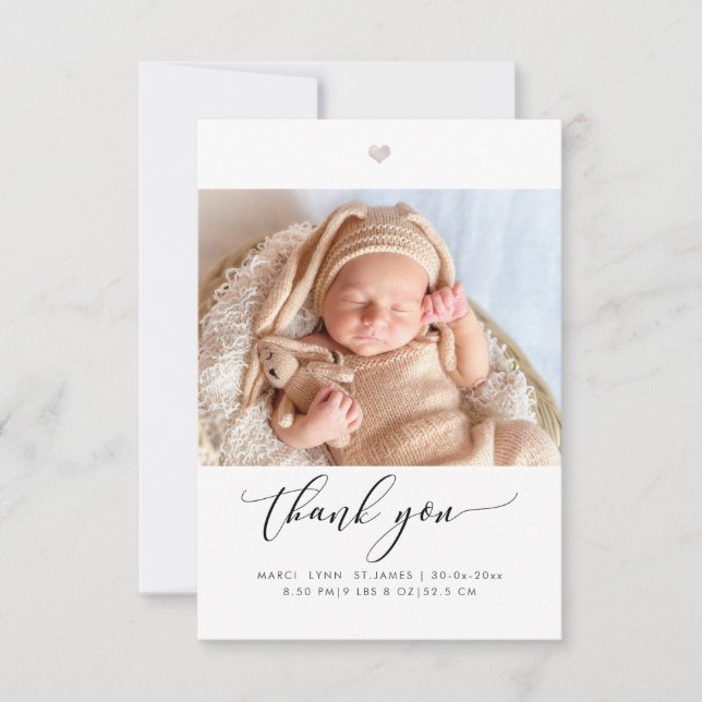 Baby Shower Thank You Chic Calligraphy Script Card (Front)
