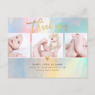 Baby Shower Thank You Colorful Brush Strokes Postcard