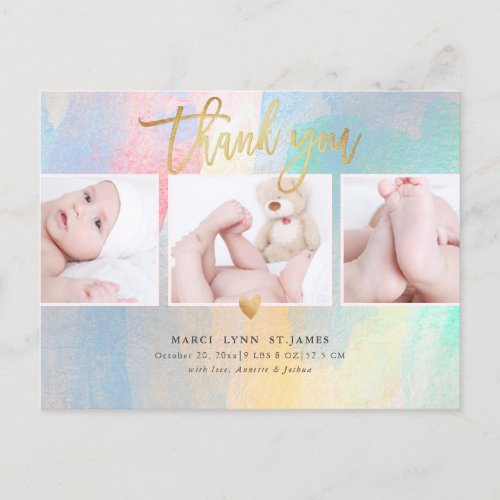 Baby Shower Thank You Colorful Brush Strokes Postcard