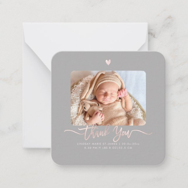 Baby Shower Thank You DIY Color Script Note Card (Front)