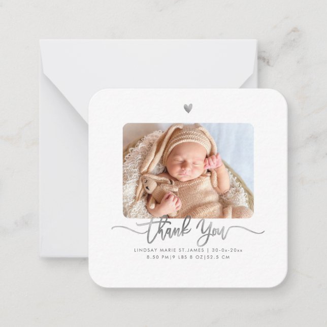 Baby Shower Thank You DIY Color Script Note Card (Front)