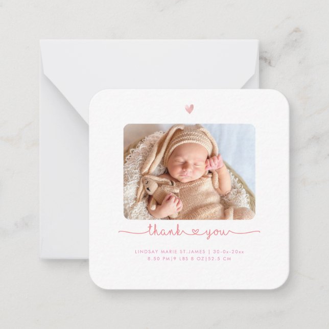 Baby Shower Thank You DIY Color Script Note Card (Front)