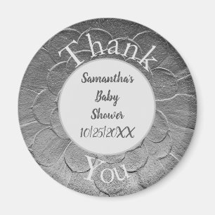 Baby Shower Thank You Elegant Silver Appreciation Magnet