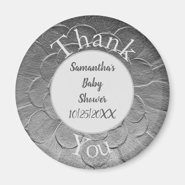 Baby Shower Thank You Elegant Silver Appreciation Magnet (Front)