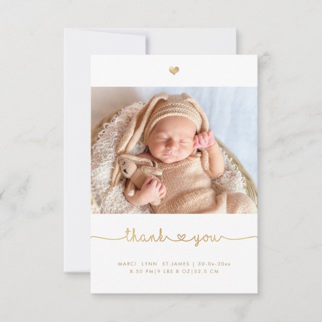 Baby Shower Thank You Faux Gold Chic Love Script (Front)