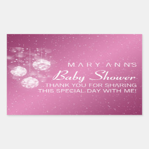 Baby Shower Thank you Festive Baubles Pink Rectangular Sticker
