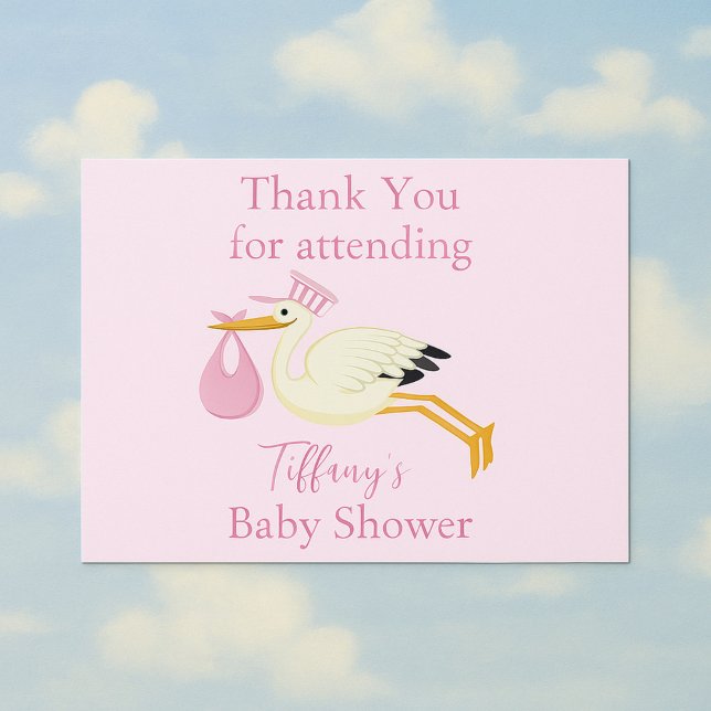 Baby Shower Thank You for attending Stork Postcard (Creator Uploaded)