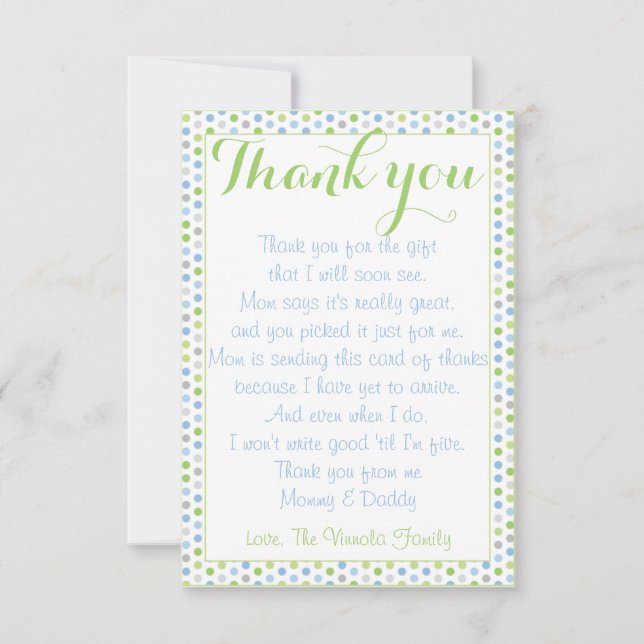 Baby Shower Thank You from baby Card (Front)