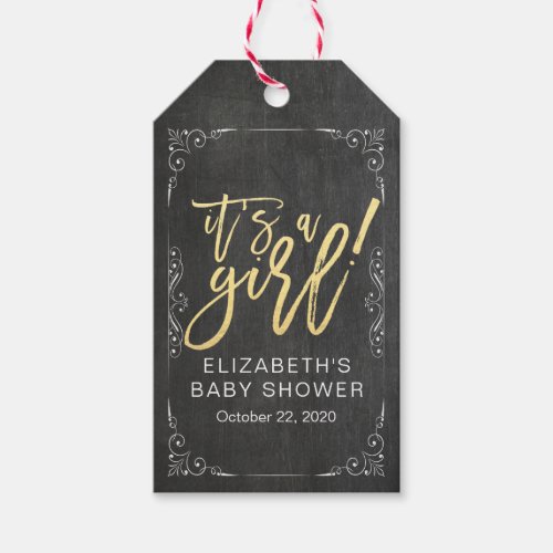 Baby Shower Thank You Gift White Floral Chalkboard Gift Tags
