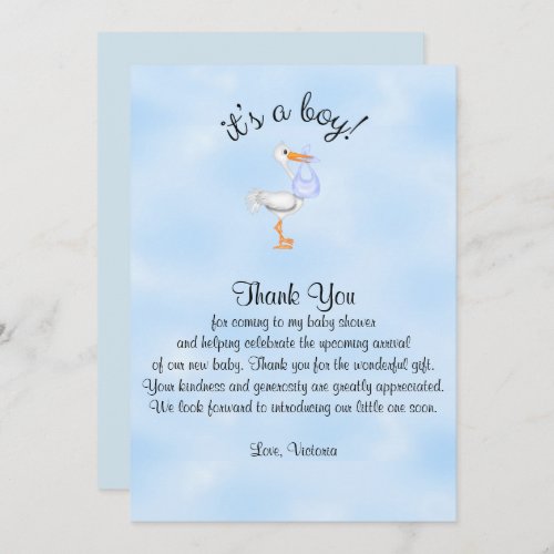 Baby Shower Thank You Its a Boy  Baby Boy Stork Invitation