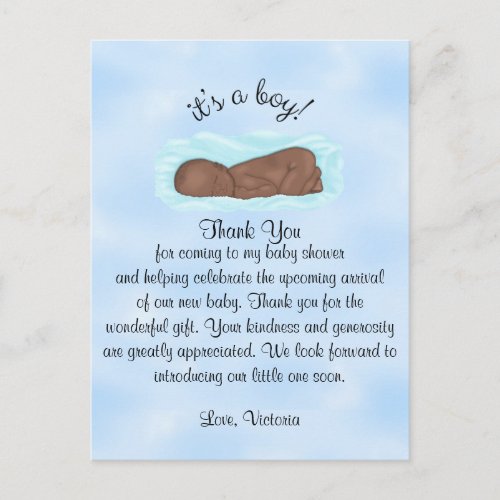 Baby Shower Thank You Its a Boy Ethnic Postcard