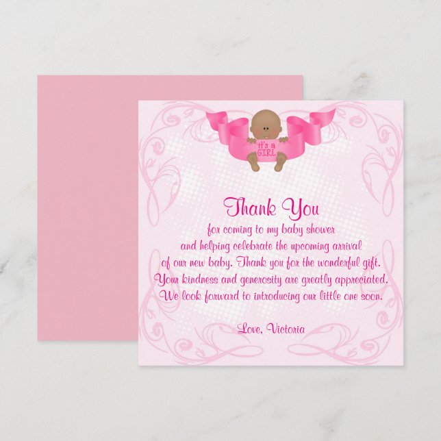 Baby Shower Thank You It's a Girl Baby Girl Invitation (Front/Back)