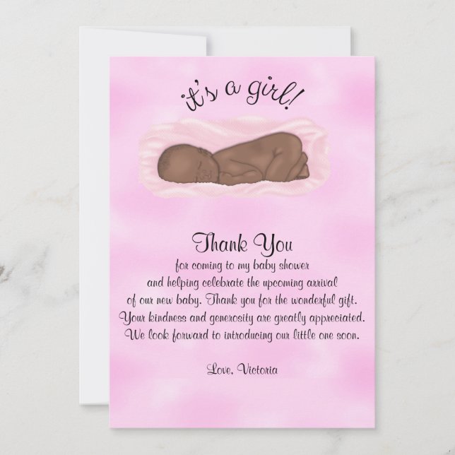 Baby Shower Thank You It's a Girl Ethnic Invitation (Front)