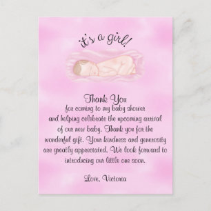 Baby Shower Thank You It's a Girl Postcard