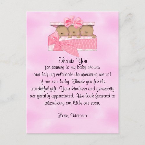 Baby Shower Thank You Its Triplets Girl Ethnic Postcard