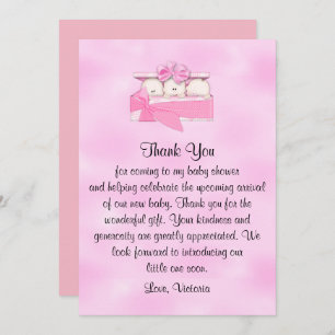 Baby Shower Thank You It's Triplets Girl Invitation