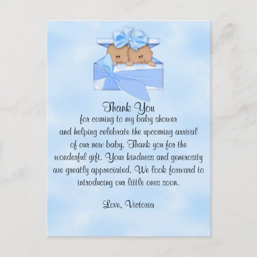 Baby Shower Thank You Its Twins Boy Ethnic Postcard