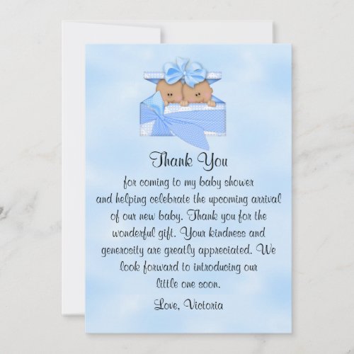 Baby Shower Thank You Its Twins Boy Invitation