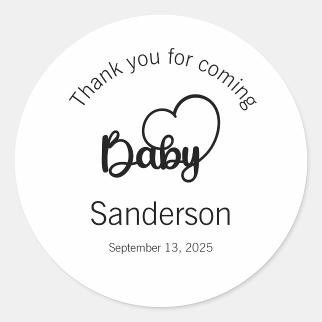 Baby Shower Thank You Labels, Stickers (Front)