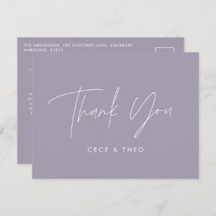 Baby shower thank you lilac purple elegant modern postcard