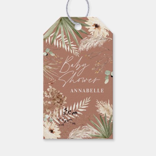 Baby shower thank you modern pampas grass foliage gift tags