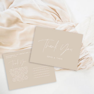 Baby shower thank you natural beige elegant modern postcard