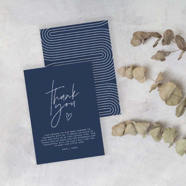 Baby shower thank you navy blue elegant modern invitation (Creator Uploaded)