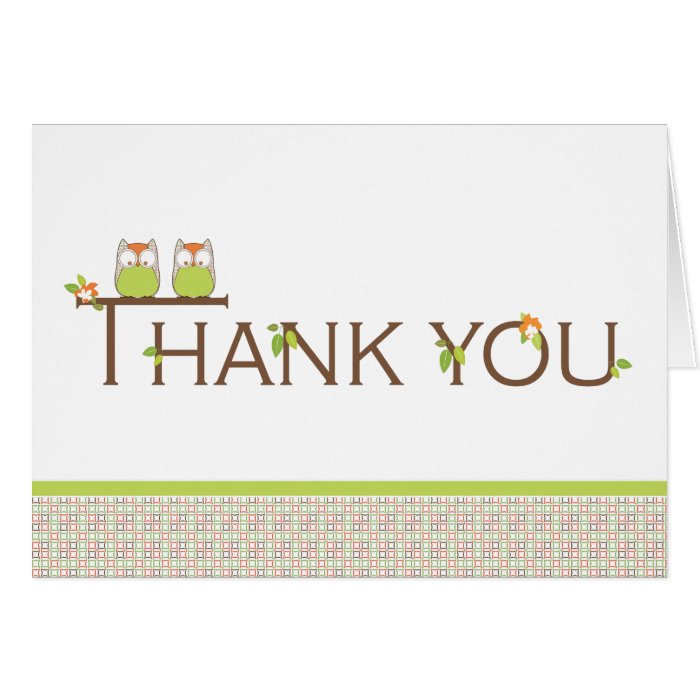 Baby Shower Thank You    Neutral Twin Baby Owls Greeting Card