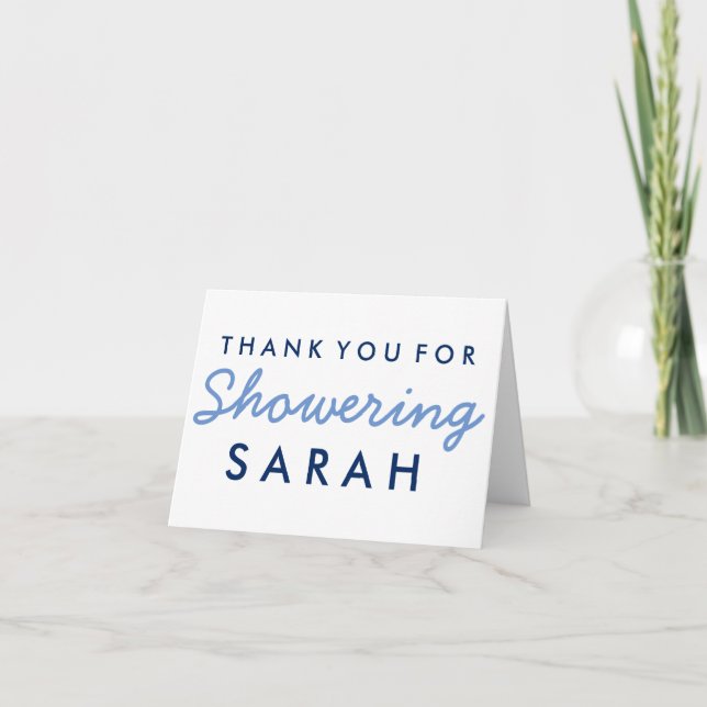 Baby Shower Thank you Note - Navy Blue White Card (Front)
