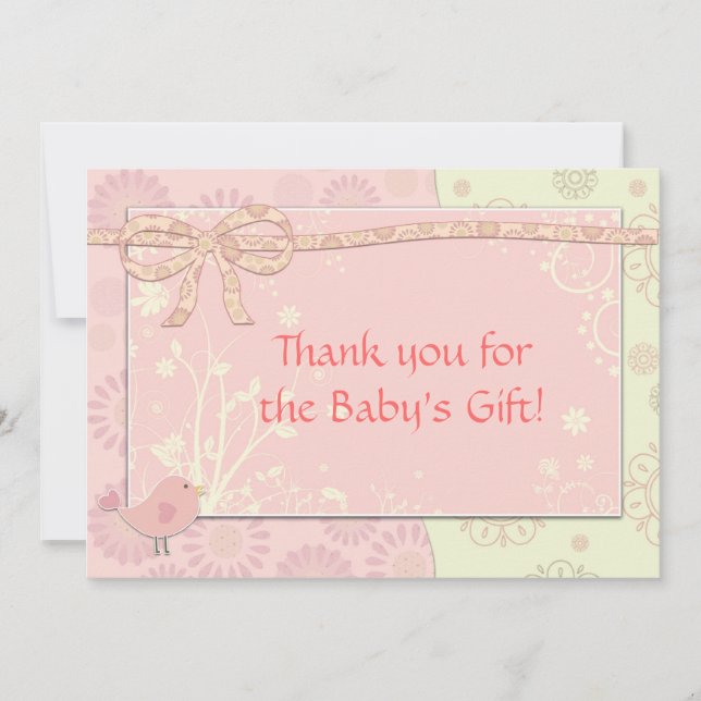 Baby Shower Thank You Note Pink Frilly (Front)