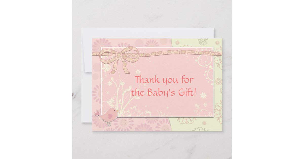 Baby Shower Thank You Note Pink Frilly Card | Zazzle