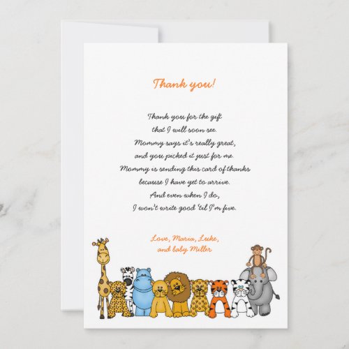 Baby Shower Thank you note with poem neutral