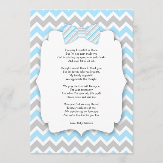 Baby shower thank you notes with poem blue gray | Zazzle.com