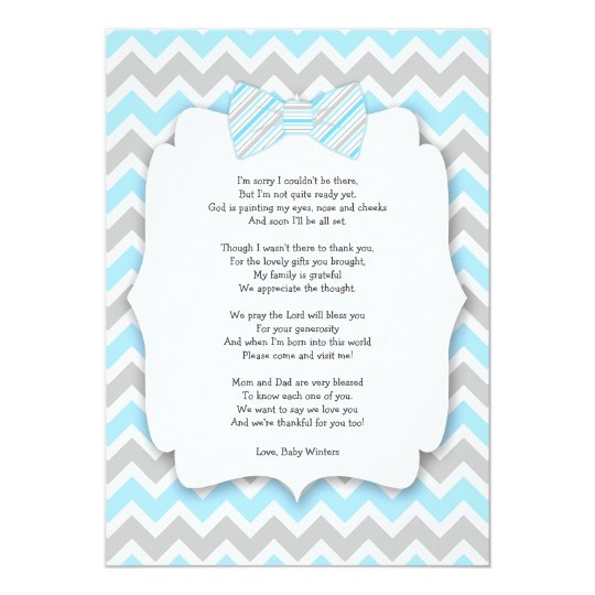 Baby shower thank you notes with poem blue gray card ...