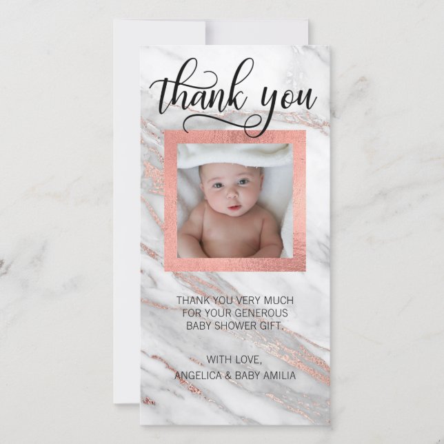 Baby Shower THANK YOU Pink Gold Foil | PHOTO Card (Front)