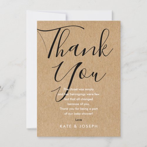 Baby Shower Thank You Poem Rustic Chic Script