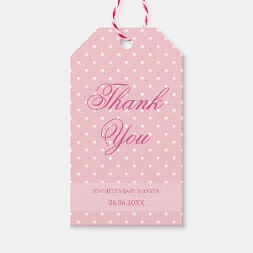 Baby Shower Thank You Polka Dots Blush Pink Modern Gift Tags