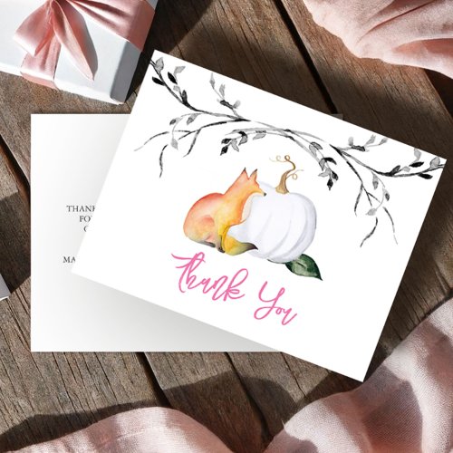 Baby Shower Thank You Postcard Pumpkin  Fox