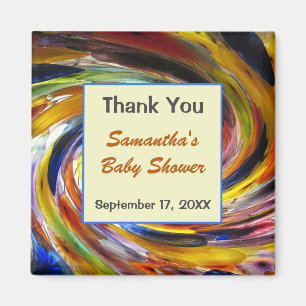 Baby Shower Thank You Swirled Colorful Keepsake Magnet