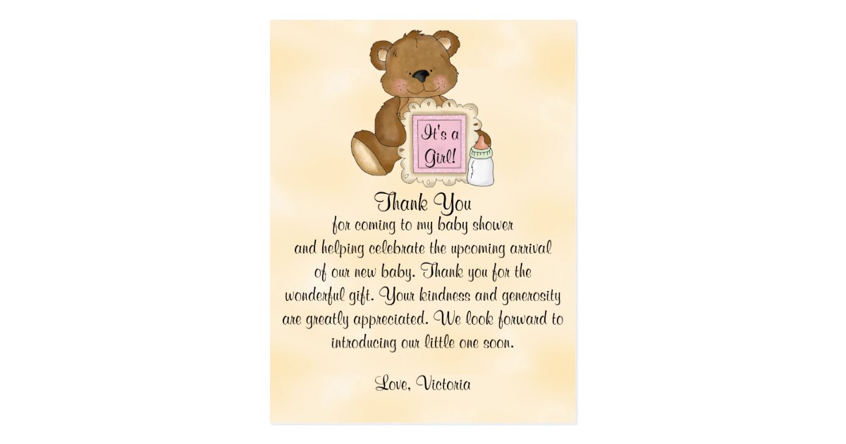Baby Shower Thank You Teddy Bear Postcard | Zazzle.com