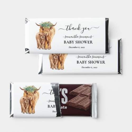 Baby Shower Thank you Watercolor Highland Cow Hershey Bar Favors