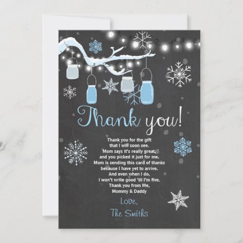 Baby Shower Thank you Winter Baby boy blue