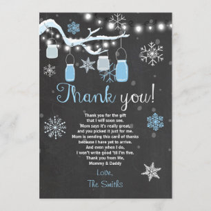Baby Shower Thank you Winter Baby boy blue Card