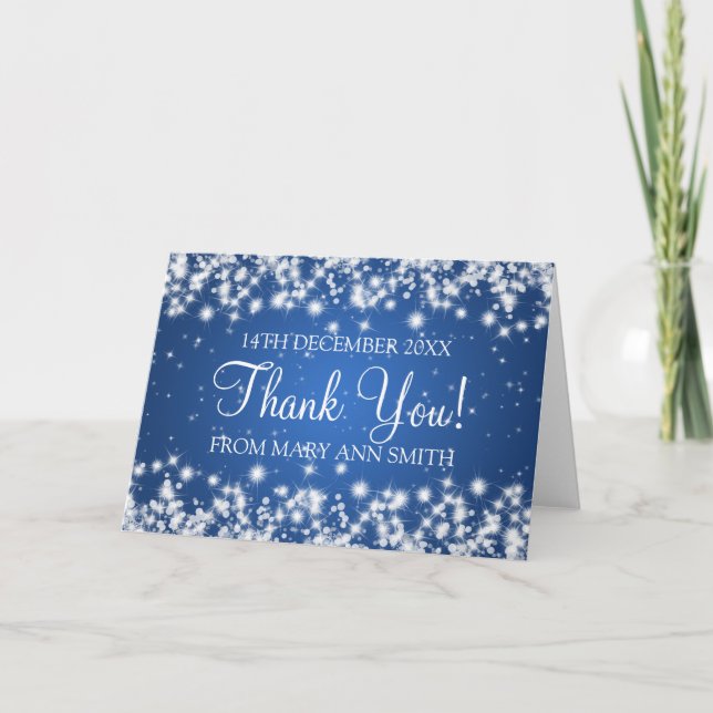 Baby Shower Thank you Winter Sparkle Blue (Front)