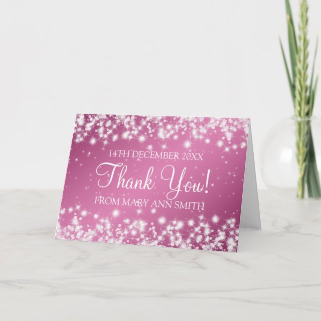 Baby Shower Thank you Winter Sparkle Pink (Front)