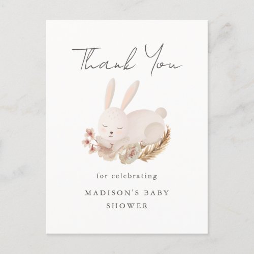 Baby Shower Thank You with Cute Sleeping Bunny Postcard