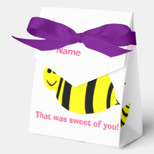 Baby Shower Thank You Yellow Bumble Bee Pink Bow Favor Boxes