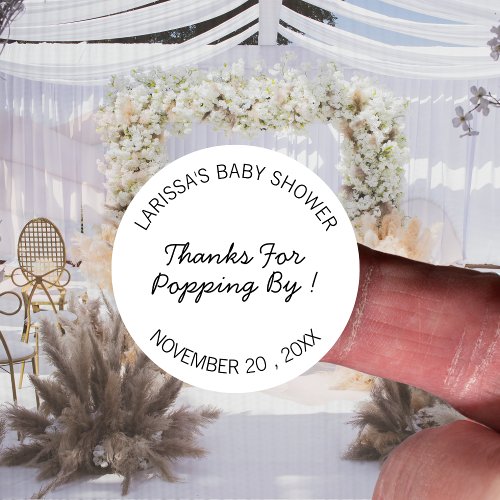 Baby Shower Thanks for Poppin By Personalized  Classic Round Sticker